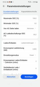 Huawei Luna - Einstellungen laden / entladen